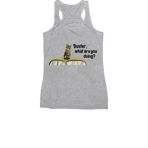 Buster the Junkyard Cat, a Athletic Heather Women's Racerback