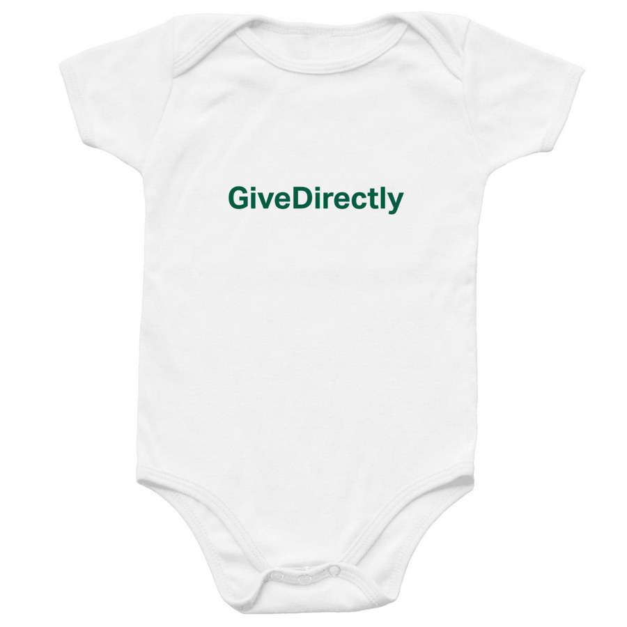 GiveDirectly Baby Onesie, a White Infant Onesie
