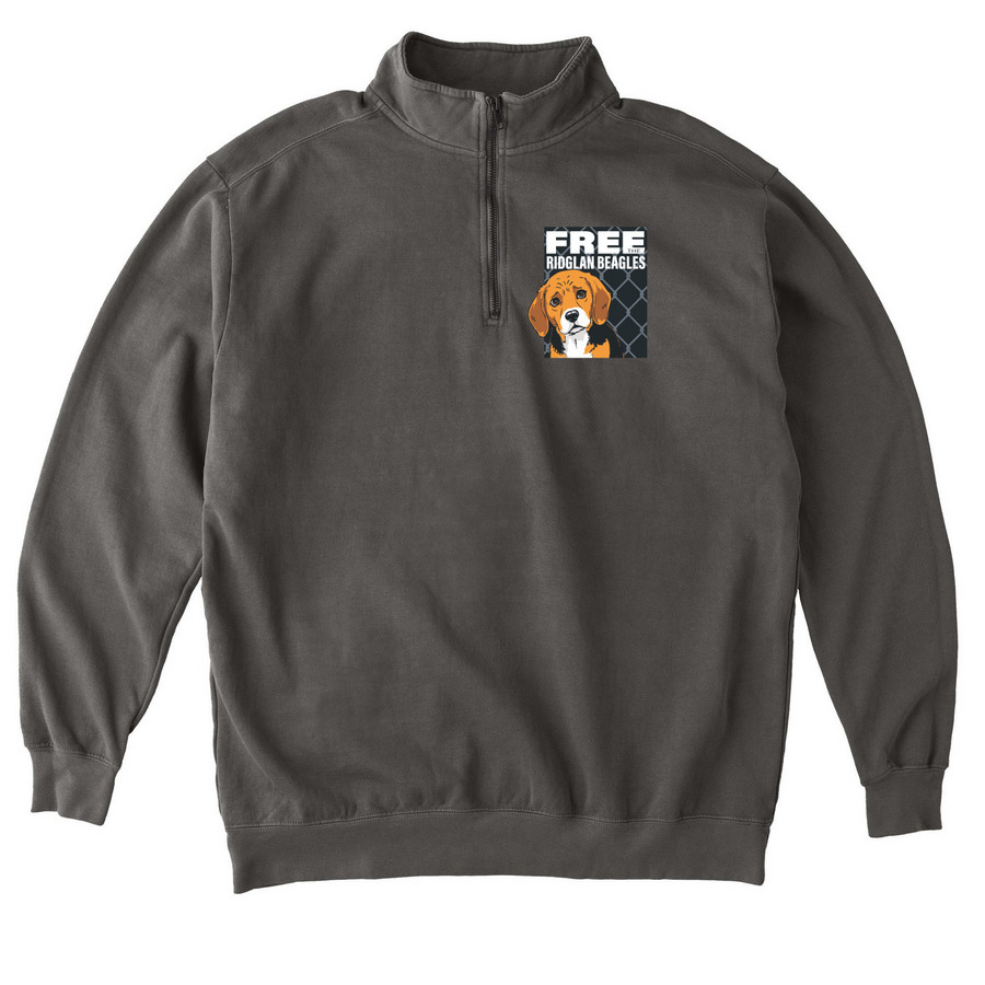 FREE THE RIDGLAN BEAGLES, a Pepper Comfort Colors Quarter Zip Pullover