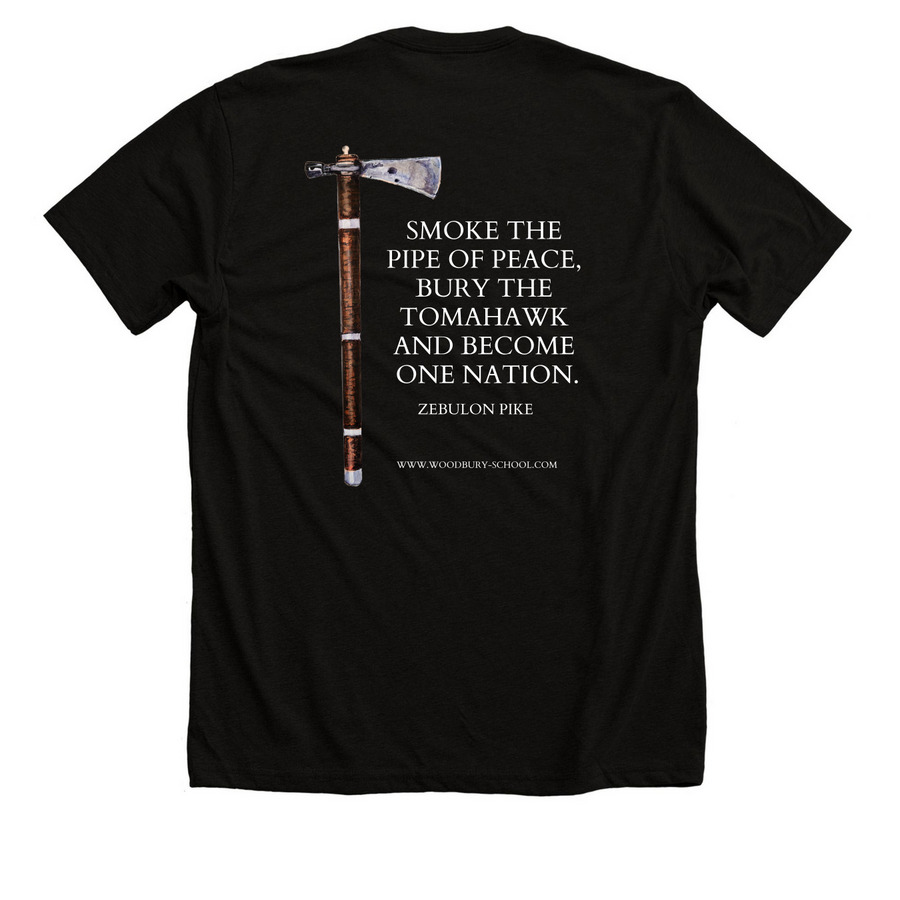 TOMAHAWK, a Solid Black Blend Premium Unisex Tee (back-view)