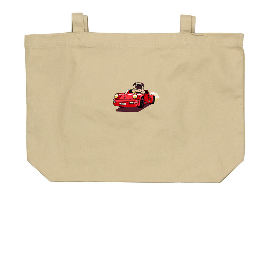 Pugsche Driver Tote Bags, a Oyster Large Organic Cotton Tote Bag