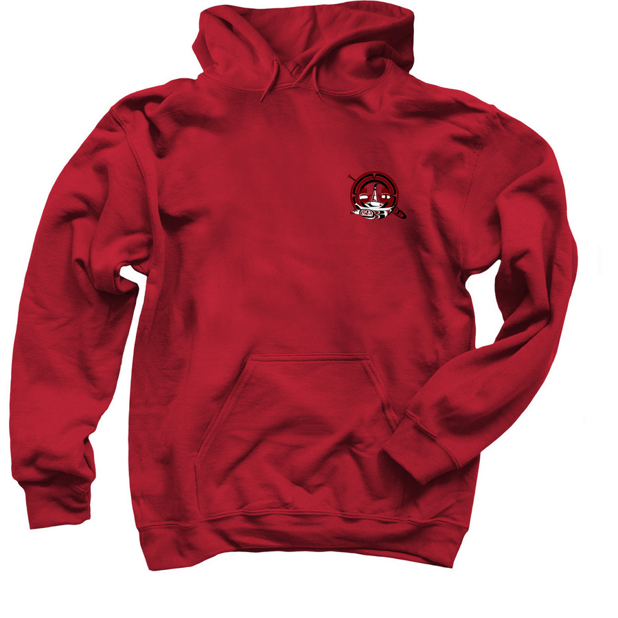 Adult Hoodies & Crews - Large Logo Back, a Cardinal Red Pullover Hoodie
