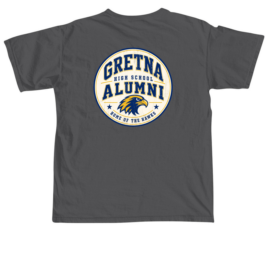 Official Gretna Alumni Collection 2, a Pepper Comfort Colors Unisex Tee (back-view)