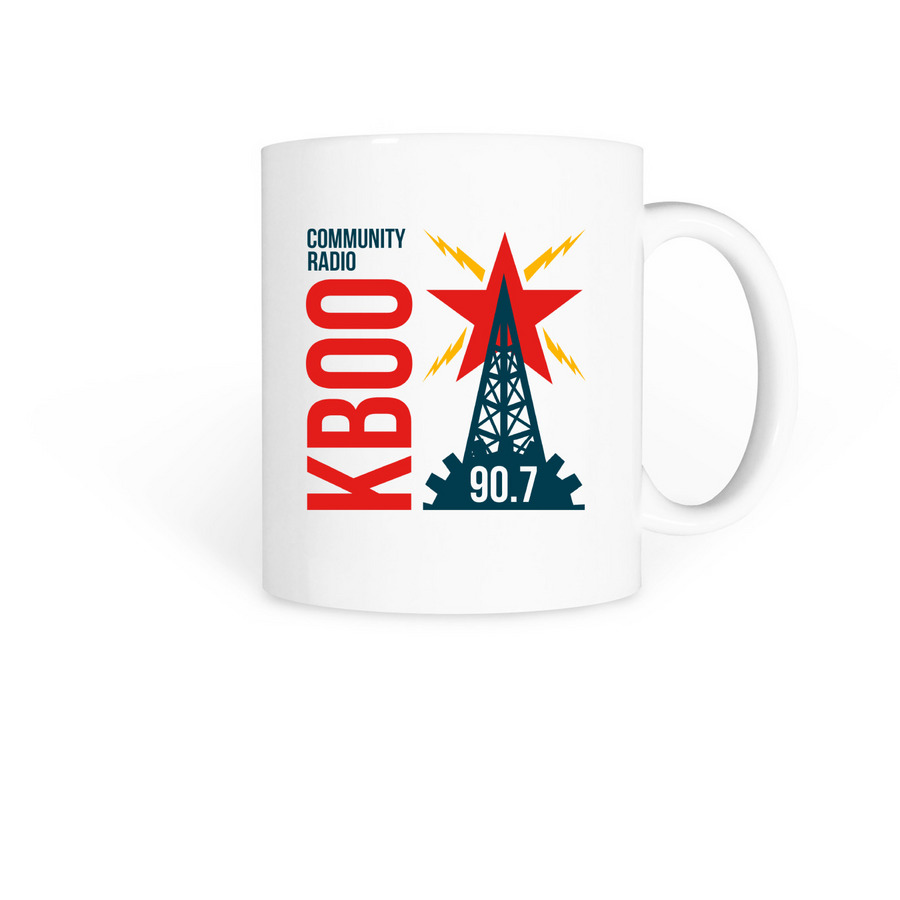 KBOO Mug: Square Logo, a White Coffee Mug