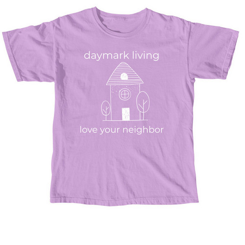 Love your neighbor, a Neon Violet Comfort Colors Unisex Tee