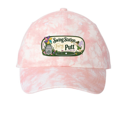 Fairy Putt Hats, a Light Pink Printed Tie Dye Baseball Hat