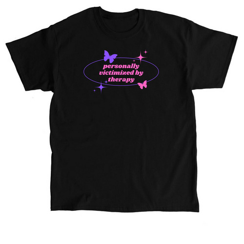 personally victimized by therapy, a Black Classic Unisex Tee