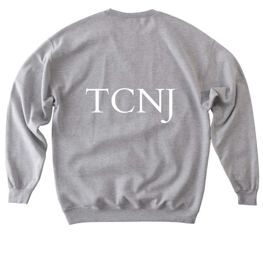 TCNJ Pre-Law Society Comfy Crew, a Sport Grey Softstyle Crewneck Sweatshirt (back-view)