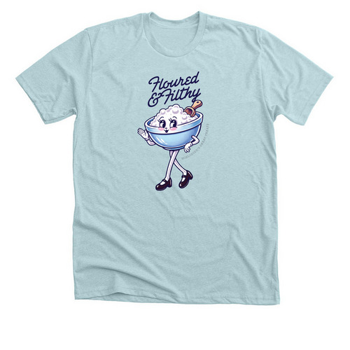 Floured and Filthy, a Heather Ice Blue Premium Unisex Tee