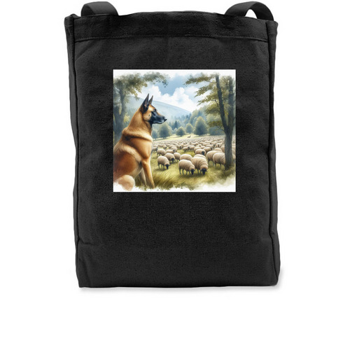 Malinois Tote, a Black Recycled Cotton Tote Bag