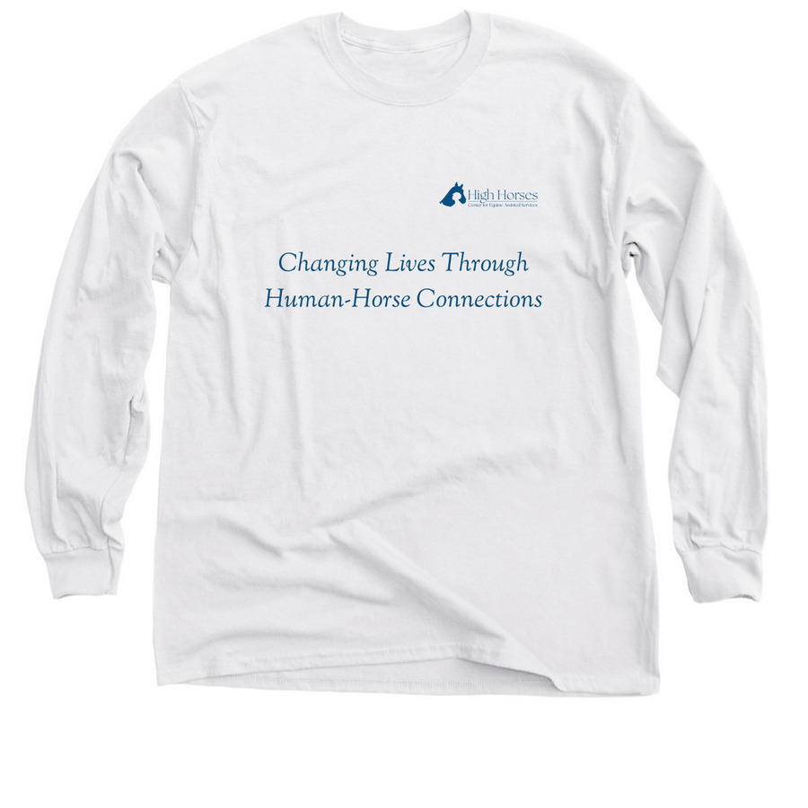 Shirts with Blue Logo, a White Classic Long Sleeve Tee