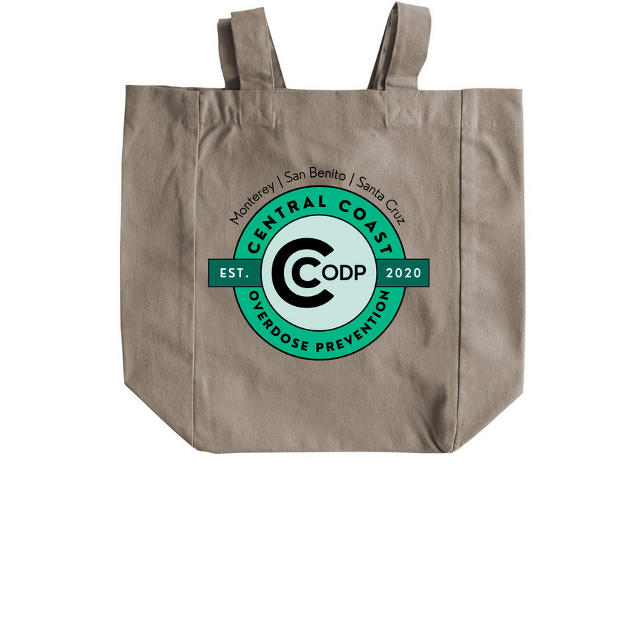 Narcan Saves Lives, a Pumice Recycled Cotton Tote Bag (back-view)