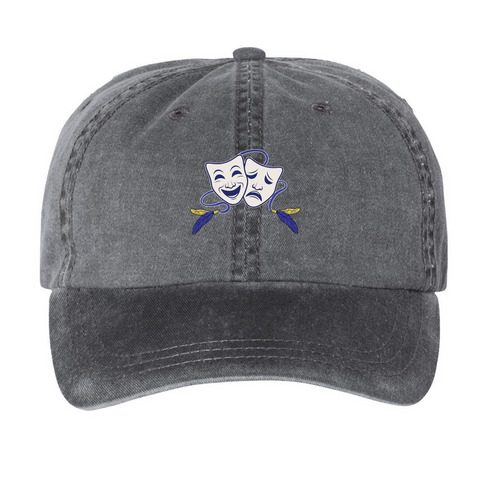 SHS Mask Logo Hat, a Black Printed Pigment Dye Baseball Cap