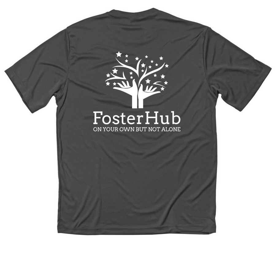 FosterHub White Logo Activewear, a Iron Grey Classic Performance Tee (back-view)