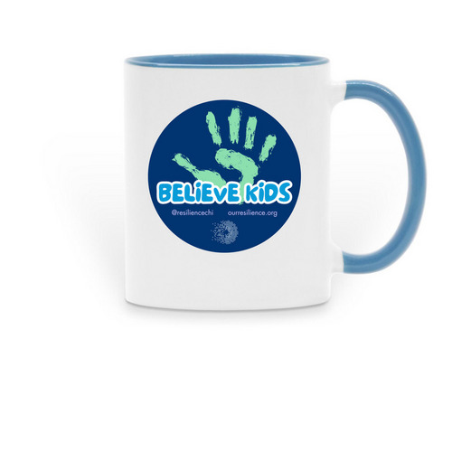 &nbsp;Believe Kids Coffee Mug, a Light Blue Two-Tone Ceramic Mug