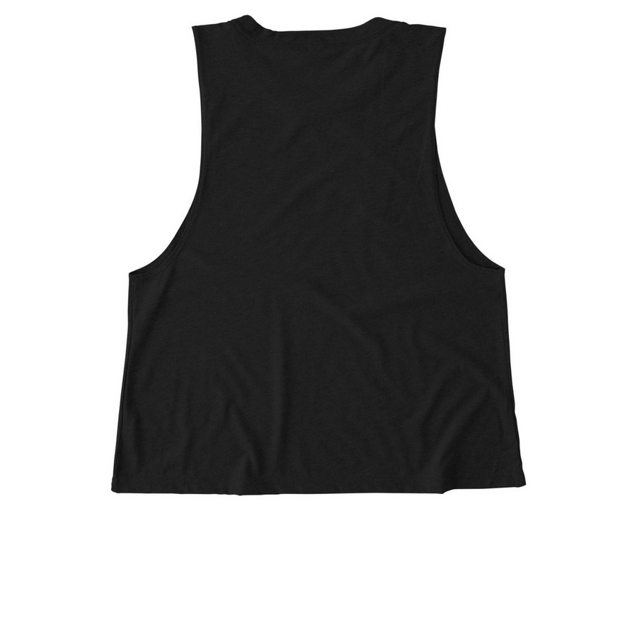 GOAT Logo Tank, a Deep Black Allmade Eco Triblend Women?s Muscle Tank (back-view)
