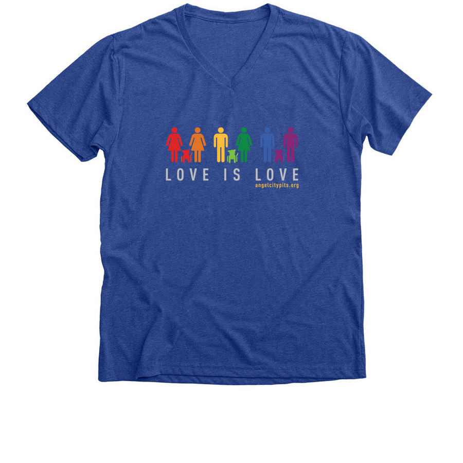 Love is Love, a Heather True Royal Premium V-Neck Tee