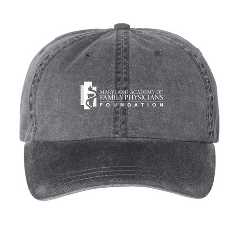 MDAFP-F Hats (white logo), a Black Printed Pigment Dye Baseball Cap