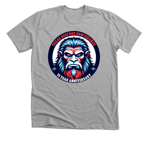 25th Anniversary Texas Bigfoot Conference, a Athletic Heather Premium Unisex Tee
