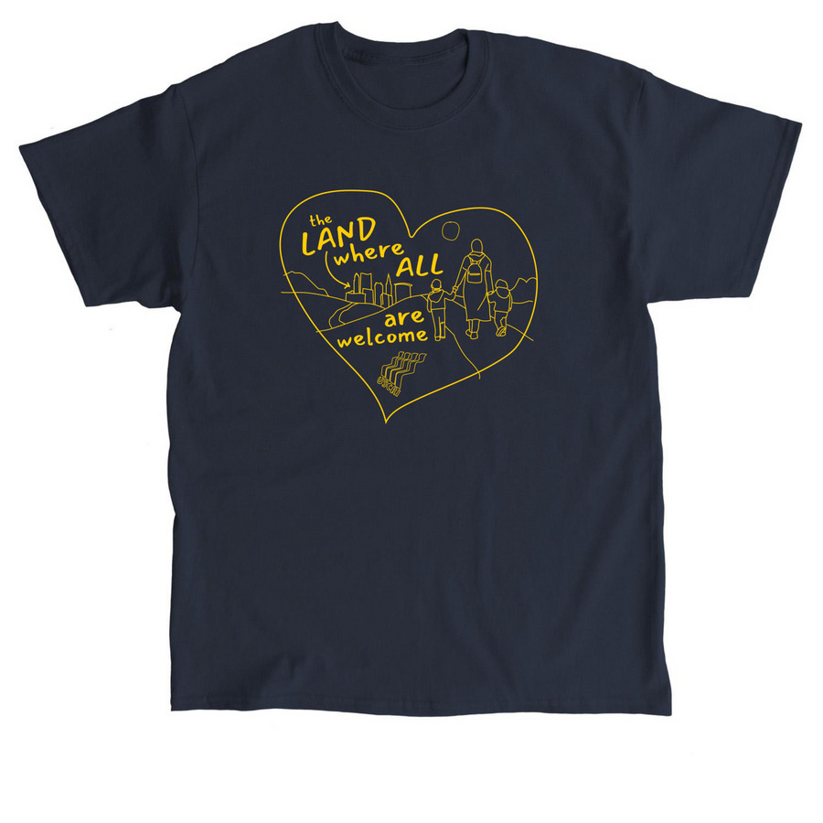 ALL are Welcome: Yellow, a Navy Classic Unisex Tee