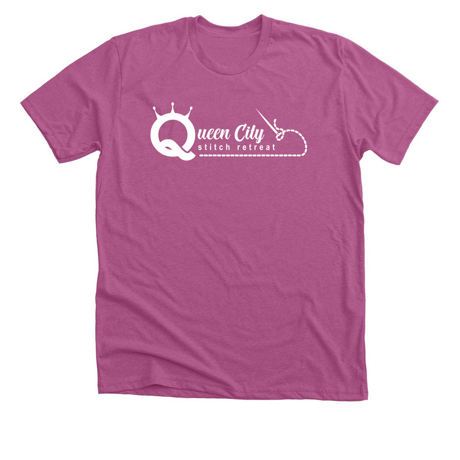 The OG Needle Logo, a Heather Magenta Premium Unisex Tee