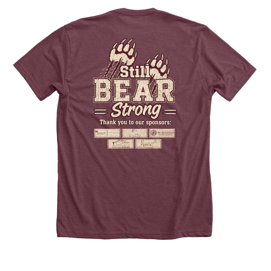 Still Bear Strong, a Heather Maroon Premium Unisex Tee (back-view)