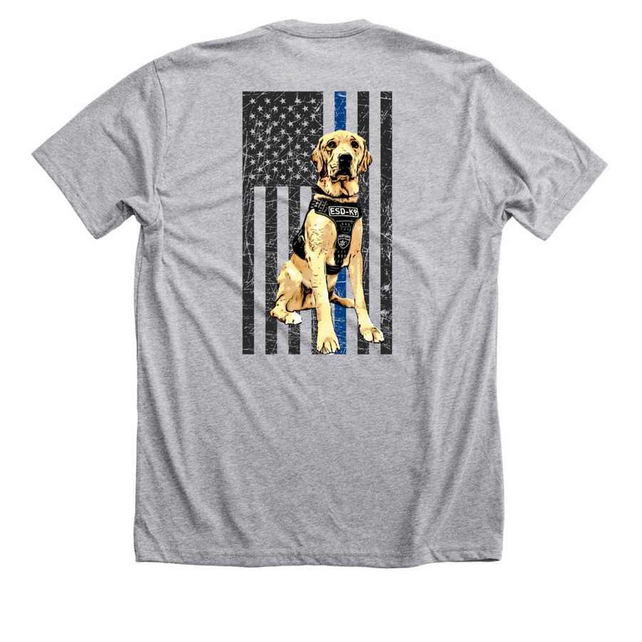 Vesting Oakland County Area K9s: K9 Cache, a Athletic Heather Premium Unisex Tee (back-view)