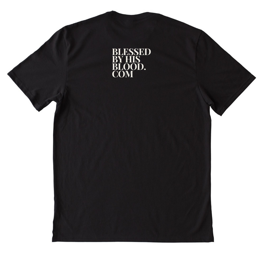 Designed By God (Dark's), a Deep Black Allmade Heavyweight Recycled Cotton Tee (back-view)