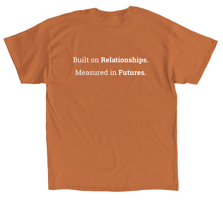 White Logo w/ Tag Line, a Texas Orange Classic Unisex Tee (back-view)