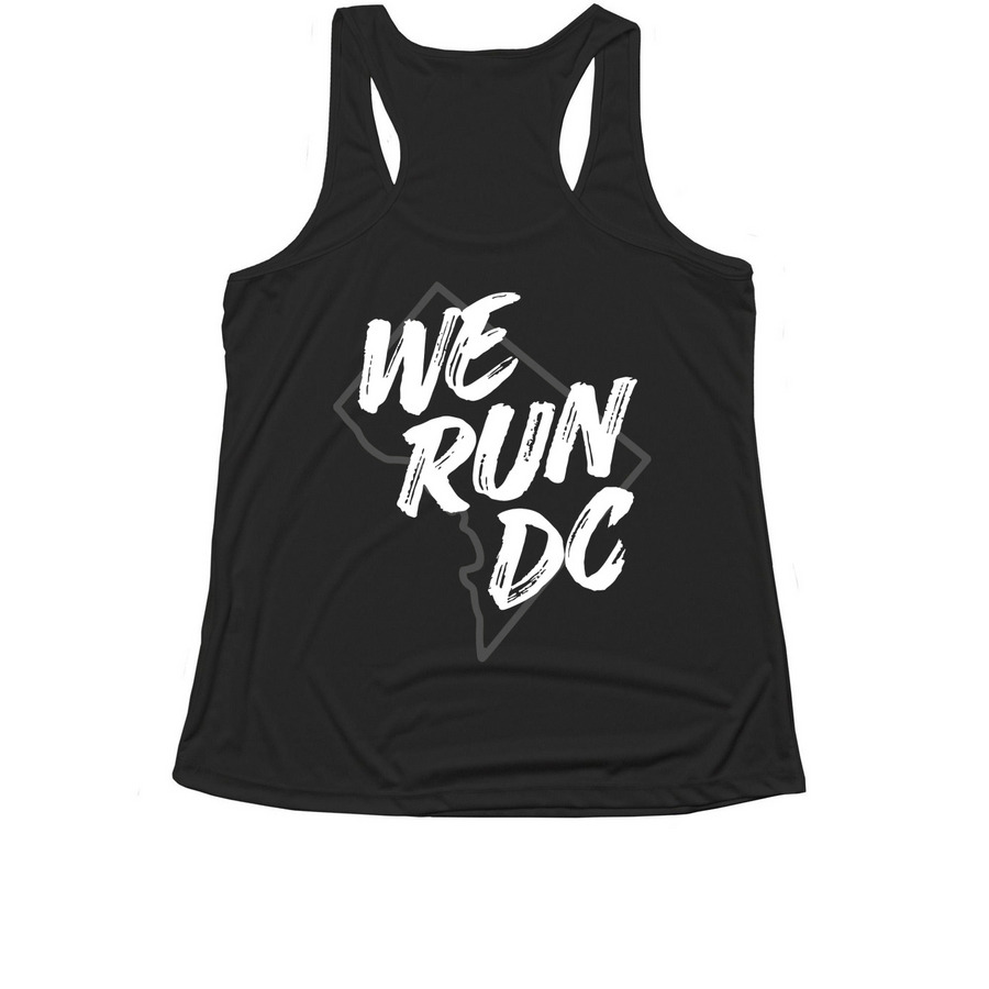 Race the Perimeter, a Black Women's Performance Tank (back-view)
