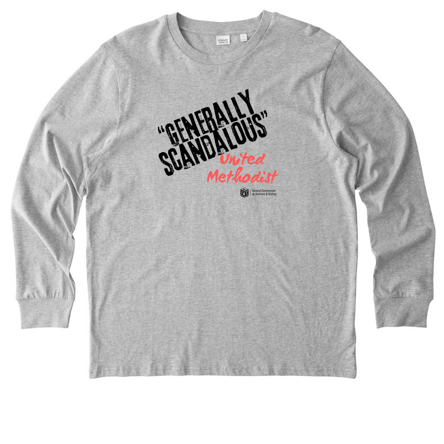 "Generally Scandalous" shirt, a Heather Grey Stanley/Stella Unisex Creator 2.0 Long Sleeve Tee