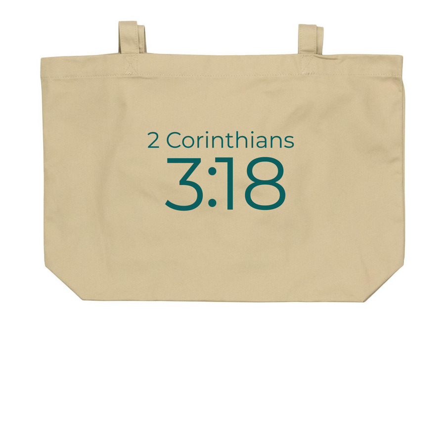 2 Corinthians 3:18 Tote Bag&nbsp;, a Oyster Large Organic Cotton Tote Bag