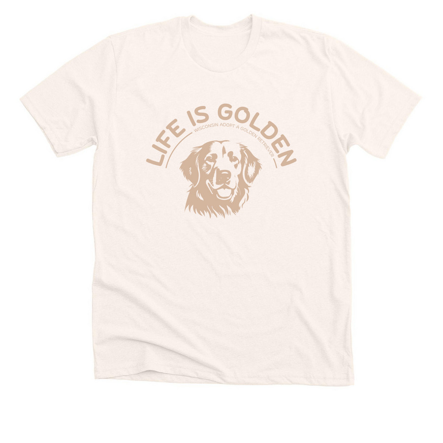Life Is Golden (Gold), a Heather Natural Premium Unisex Tee