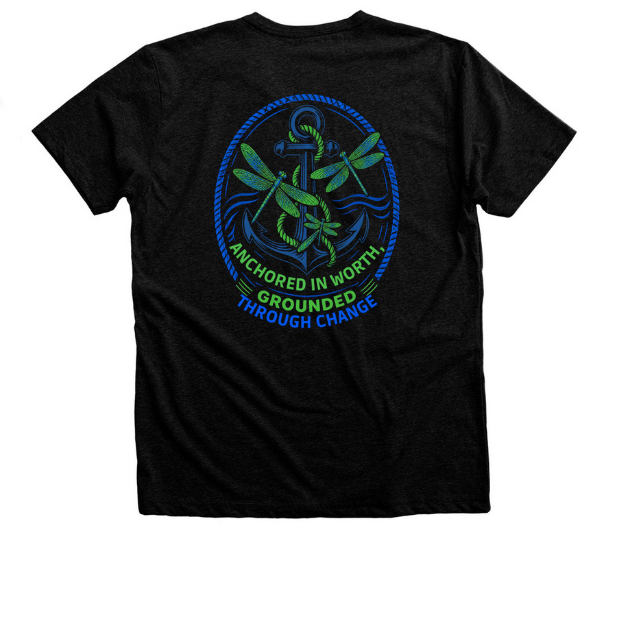 Worth Over Worry Project, a Black Heather Premium Unisex Tee (back-view)
