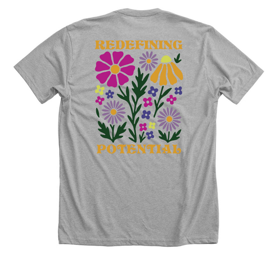 Redefining Potential w/ Logo, a Athletic Heather Premium Unisex Tee (back-view)
