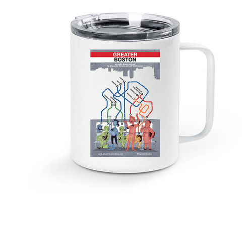 Greater Boston: Subway Mug, a White Stainless Steel Travel Mug