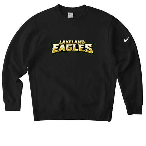 Lakeland Eagles Word Logo&nbsp;, a Black Nike Club Fleece Crewneck Sweatshirt