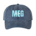 Top it off, a Navy Printed Pigment Dye Baseball Cap