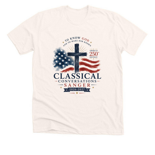 CC Sanger America's 250th, a Heather Natural Premium Unisex Tee