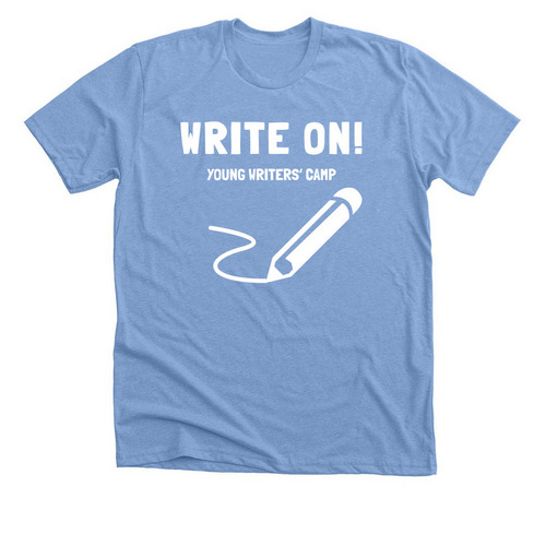 Write On! Young Writers' Camp T-Shirts, a Heather Carolina Blue Premium Unisex Tee