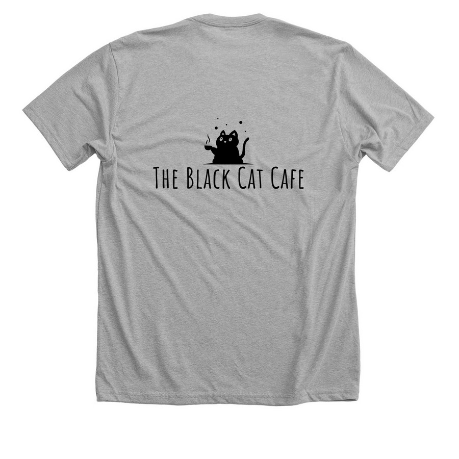 The Black Cat Cafe, a Athletic Heather Premium Unisex Tee (back-view)