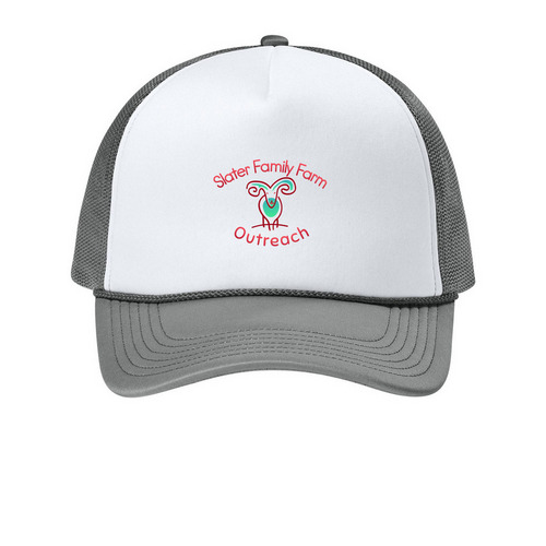 Slater Family Farm Outreach, a White/ Deep Smoke Printed Foam Trucker Hat