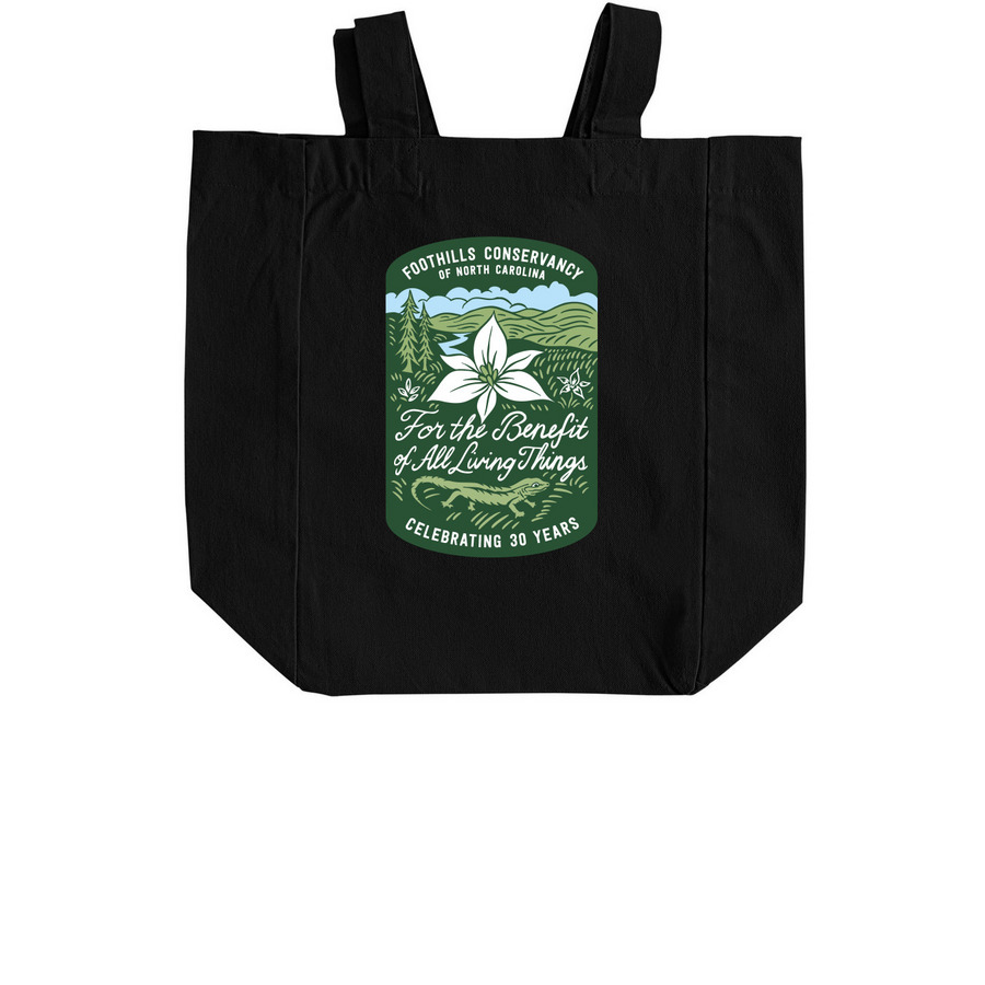 For the Benefit of All Living Things - Tote, a Black Recycled Cotton Tote Bag (back-view)