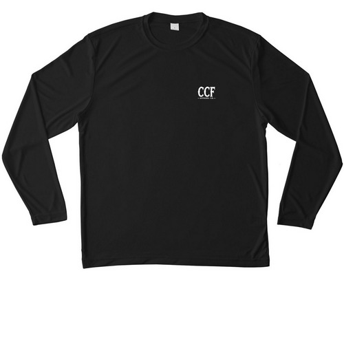 Women?s Active Wear, a Black Unisex Performance Long Sleeve Tee