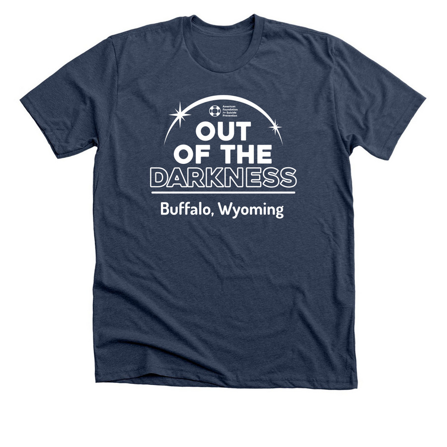Out of the Darkness Walk, a Heather Navy Premium Unisex Tee