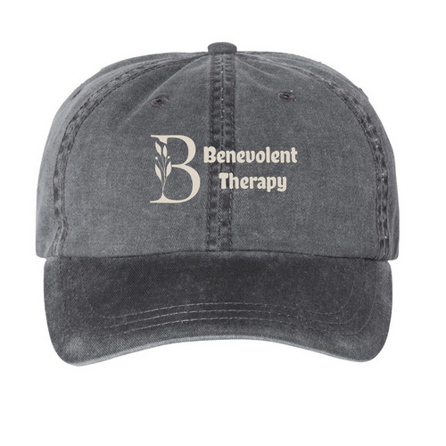 Benevolent Baseball Cap, a Black Printed Pigment Dye Baseball Cap