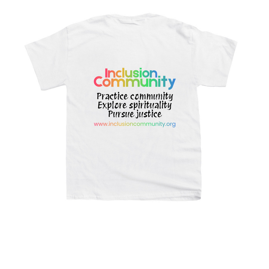 LGBTQ+ are Beloved, a White Youth Unisex Tee (back-view)