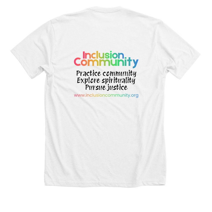 LGBTQ+ are Beloved, a Solid White Blend Premium Unisex Tee (back-view)