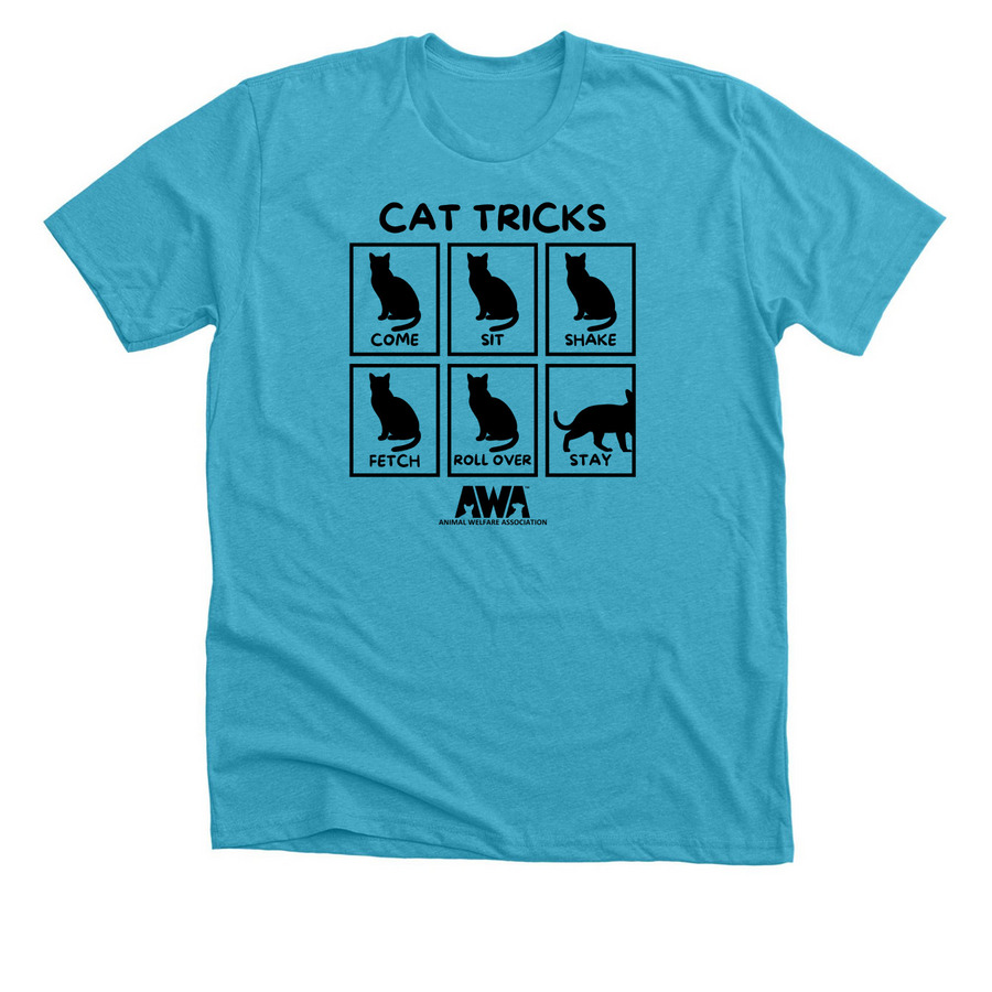 Cat Tricks, a Heather Aqua Premium Unisex Tee