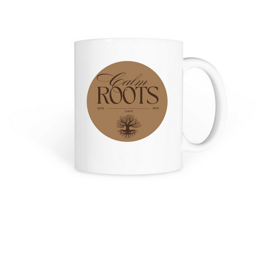 Calm Roots Caf?, a White Coffee Mug